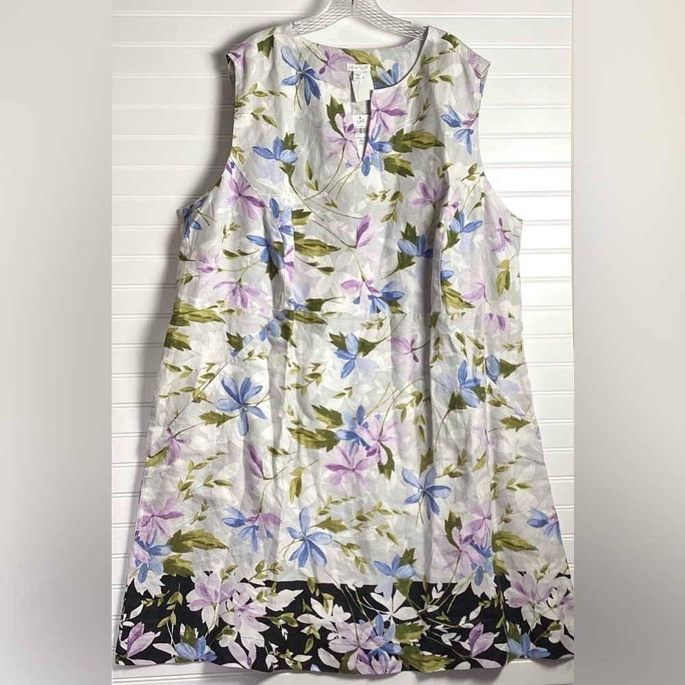 J Jill NWT Sleeveless 100% Linen Floral 4X
Pockets Pastel Split Neck Dress - Picture 2 of 10